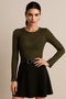 Women's Khaki Thick Textured See-Through Long Sleeve Blouse - 3