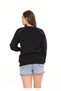 Women's Black Color Three-Thread Fleece Sweatshirt Denim Detailed Oversize Pocket Model - 5