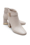 Women's Beige Snake Patent Leather 6.5 cm Heel Square Toe Stylish Boots – Modern and Elegant Style Complement. - 5