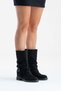 Black Modern Buckle Detailed Suede Women's Bottie - 6