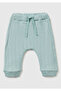 Baby Grey-Green Logo Label Elastic Waist Drawstring Lightly Padded Sweatpants