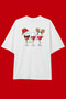 New Year's Goblet Printed White Oversized T-Shirt
