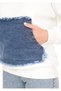 Women's Cream Color Three Thread Fleece Sweatshirt Denim Detailed Oversize Pocket Model - 4