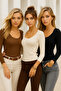 Women's 3-Pack Black-Brown-Cream U-Neck Bodycon Long Sleeve Blouse - 2