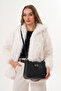 Women's Three-Compartment Lock Closure Adjustable Shoulder and Crossbody Strap Black Shoulder Bag - 5