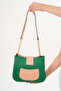Women's Three-Compartment Lock Closure Adjustable Shoulder and Crossbody Strap Green Shoulder Bag - 8
