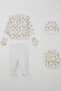 Baby Boy Hospital Release 5-Piece Baby Zoo Set 0-3 Months, Ecru