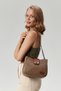Women's Three-Compartment Lock Closure Adjustable Shoulder and Crossbody Strap Mink-Colored Shoulder Bag
