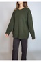 Women's Green O Oversized Zero Neck Basic Loose Sweater Yy101289 - 2