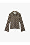 Classic Collar Buttoned Slim Fit Plaid Tulle Cardigan