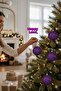 Christmas Tree Pine Tree Ornament Purple Color Sequin Glitter Model 6 Pieces 6 cm Christmas Ball - 3