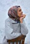 Viscose Velora Scarf Brown-Navy Blue-Green Patterned Non-Slip Textured Standing Upright 90X90 - 3