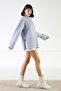 Lilac Long Sleeve Side Slit Turtleneck Cashmere Women's Knitwear Sweater - 3