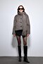Light Brown Scarf Collar Faux Fur Coat - 4