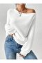 Women's Long Sleeve One Shoulder Detailed Knitwear Blouse - 4