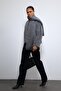 Anthracite Scarf Collar Faux Fur Coat - 3