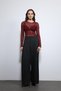 Burgundy Lace Detailed Transparent Blouse - 2