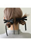 Black polka dot double ribbon bow hair clip - 2