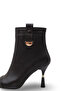 Women's Brown Leather Boots, 9.5 cm Heel, Stylish Model with Pointed Toe Design, Gold Buckle and Heel Detail. - 7
