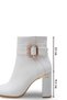 Women's White Patent Leather Snake Boots, 9.5 Cm Heel, Square Toe, Sparkly Buckle and Elegant Model with Gold Details - 7