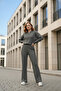 Smoked Fleece-Lined Knitwear Pants Bomber Jacket Women's Top-Bottom Set