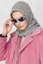 Gray Winter Knitwear Headgear Made of Breathable Fabrics.