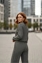 Smoked Fleece-Lined Knitwear Pants Bomber Jacket Women's Top-Bottom Set - 4