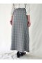 Gray Plaid Maxi Flare Skirt with Elastic Waist - 6