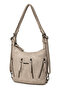Barcelona Daily Medium Size Zipper Detailed Multi-Pocket Women's Shoulder and Backpack Dark Beige - 3