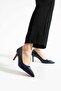 Stiletto Women's High Heels Navy Blue Wrinkled Comfortable for Daily and Special Occasions Vegan Leather - 3