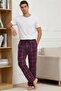 Men's 100% Cotton Interlock Pajama Pants Casual Home Wear Comfortable Plaid Sweatpants Single Bottom - 3