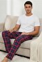 Men's 100% Cotton Interlock Pajama Pants Casual Home Wear Comfortable Plaid Sweatpants Single Bottom - 2