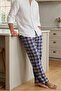 Men's 100% Cotton Interlock Pajama Bottoms Casual Home Wear Comfortable Plaid Pajama Bottoms - 2