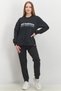 Women Sport Fit Long Sleeve Brand Logo Sweatshirt, Black - 3