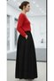 Women's Black Hijab Long Skirt with Pockets and Elastic Waist in Poplin - 5