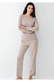 Women's Clothing Mink Soft Textured Long Sleeve Modal & Cotton Pajama Set - 2