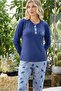 Women's Long Sleeve Viscose Pajama Set Buttoned Crew Neck Comfortable Stylish Home Wear Set