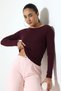 Long Sleeve Boat Neck Body-Hugging Basic Women's Body T-Shirt 21897 Mürdüm - 3