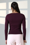 Long Sleeve Boat Neck Body-Hugging Basic Women's Body T-Shirt 21897 Mürdüm - 4