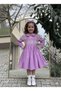 Girl's Pink Lace Detailed Lilac Koran Ceremony Dress + Buckle - 6