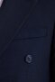 Men's Slim Fit Pointed Collar Striped Flap Pocket Navy Blue Suit - 6