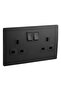 Legrand Mallia Senses 13A Switched Socket Outlet Pack of 10 (Double Matt Black) - 2