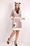 Women's Hooded Embroidered Zip-Up Short Robe - 2