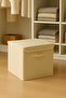 3 Pcs-Covered Cream Closet Interior Laundry Toy Organizer Folding Storage Box with Lid 30X30X30Cm - 3