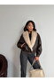 Double-Breasted Leather Coat with Fur Collar - 3