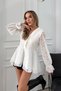 Women's Lace Embroidered Button Detailed Blouse Ecru - 3
