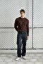 Men's Slim Fit Buttoned Brown Knitwear - 3