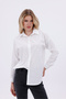 Women's Oversized White Linen Blend Long Sleeve Basic Shirt - Stylish and Comfortable Everyday Wear Piece - 5