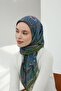Viscose Velora Scarf Green Multi-Colored Patterned Tok Duruşlu 90X90 - 7