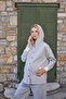 Button Detail Hooded Maternity Tracksuit Set Cossybyaqua 26316-40 - 2